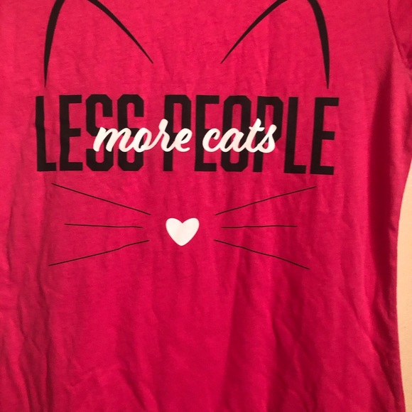 NWOT Pink Less People More Cats Tee - Picture 4 of 4